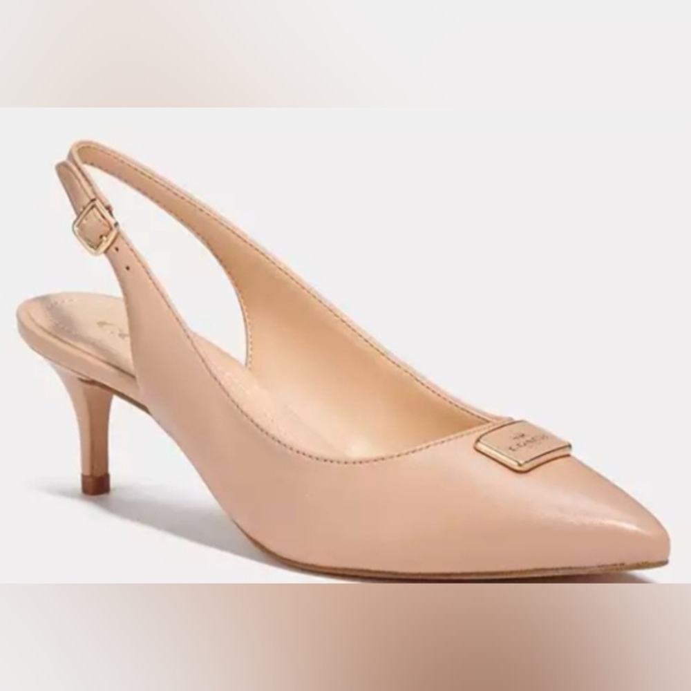 New Coach Jillian Beachwood  Slingback Heels Great Neutral SZ 6.5B - Picture 2 of 16